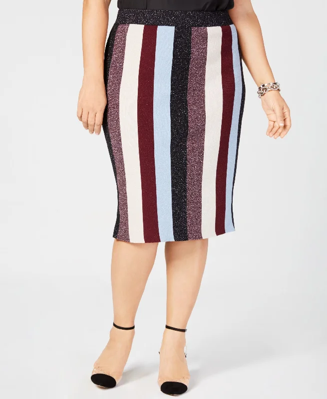 Plus Size Metallic Striped Skirt corduroy skirt comfortable