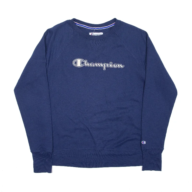 CHAMPION Sweatshirt Blue Womens S Hoodie with Distressed Vintage Worn