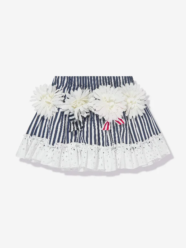 Selini Action Girls Striped Flower Skirt in Blue flowy skirt hem