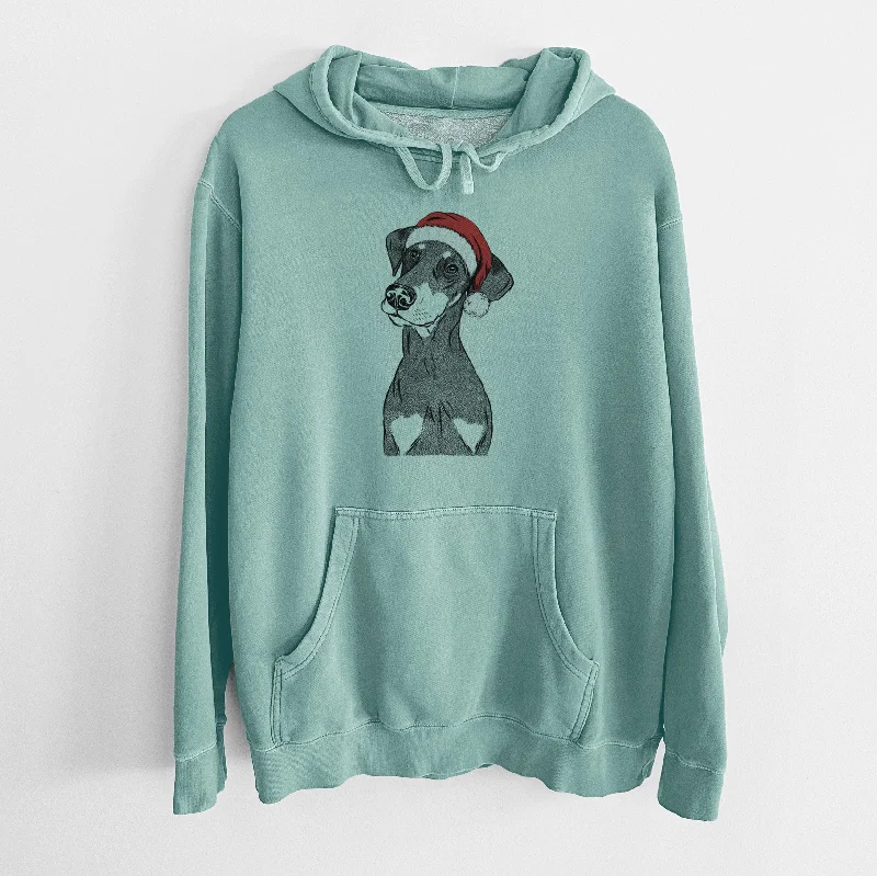Santa Hat Iroh the Doberman Pinscher - Unisex Pigment Dyed Hoodie Hoodie with Crew Neck Simple Timeless Santa Hat Iroh the Doberman Pinscher - Unisex Pigment Dyed Hoodie Hoodie with Crew Neck Simple Timeless