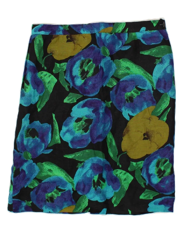 VINTAGE Womens Straight Skirt W28 Medium Multicoloured Floral pencil skirt chic