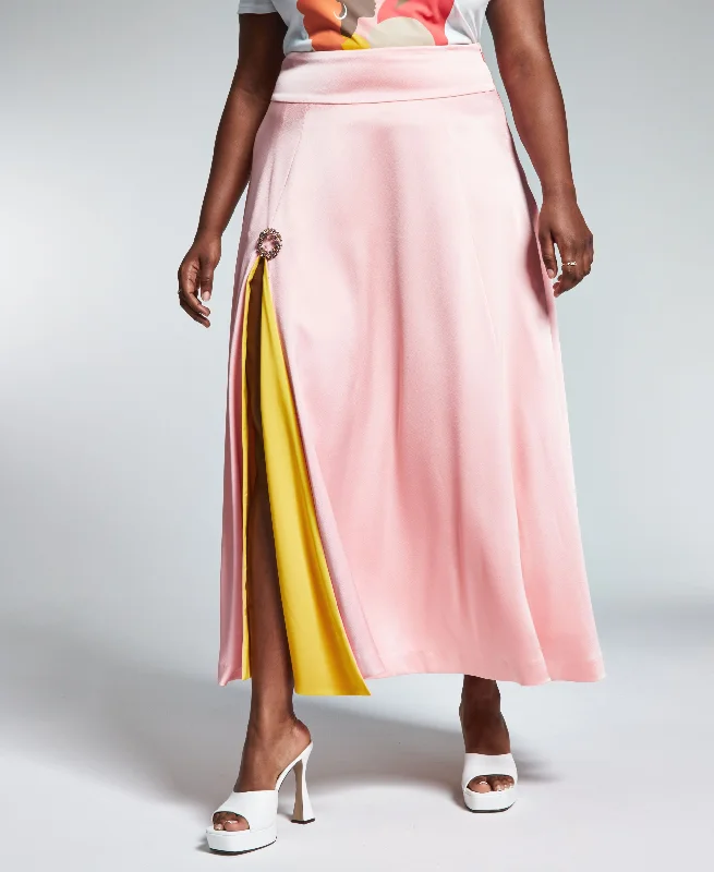 Googoo Atkins Trendy Plus Size Maxi Slit Skirt cashmere skirt plush