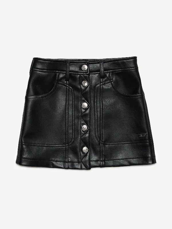 Diesel Girls Faux Leather Skirt in Black lace skirt delicate