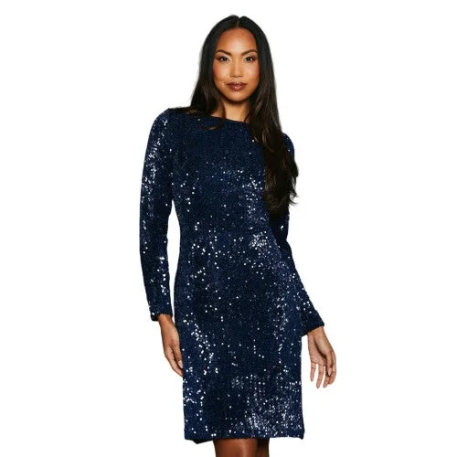 Principles Womens/Ladies Sequin Velvet Pencil Dress Boat Neckline Classic