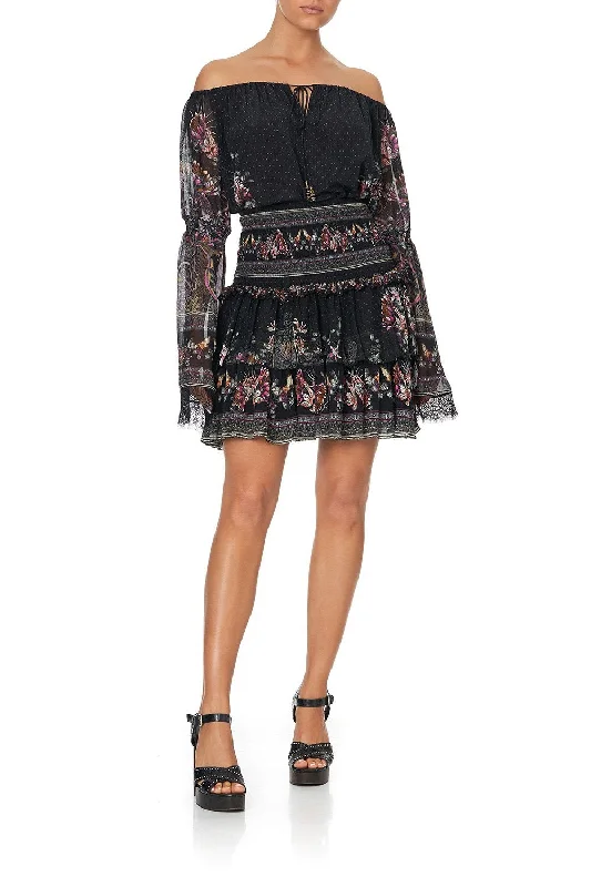 LAYERED FRILL SKIRT RESTLESS NIGHTS zip skirt side