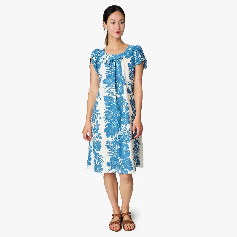 Hibiscus Palm Panel Blue