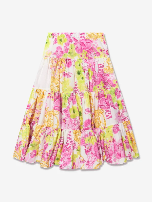 Versace Girls Orchid Logo Skirt in White wool skirt sturdy