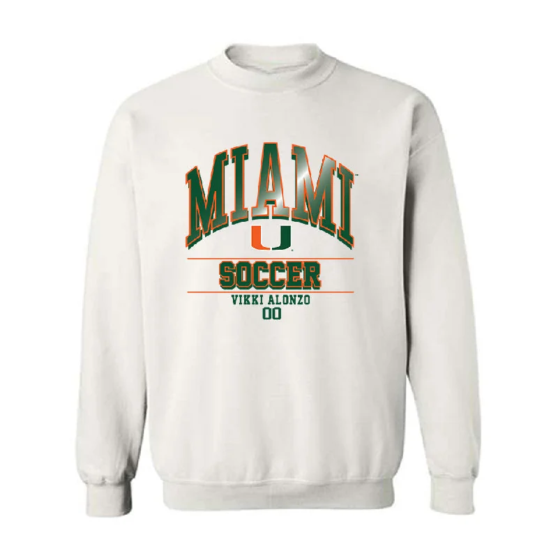 Miami - NCAA Women's Soccer : Vikki Alonzo - Classic Fashion Shersey Crewneck Sweatshirt Hoodie with Patch Decorative Personalized Miami - NCAA Women's Soccer : Vikki Alonzo - Classic Fashion Shersey Crewneck Sweatshirt Hoodie with Patch Decorative Personalized