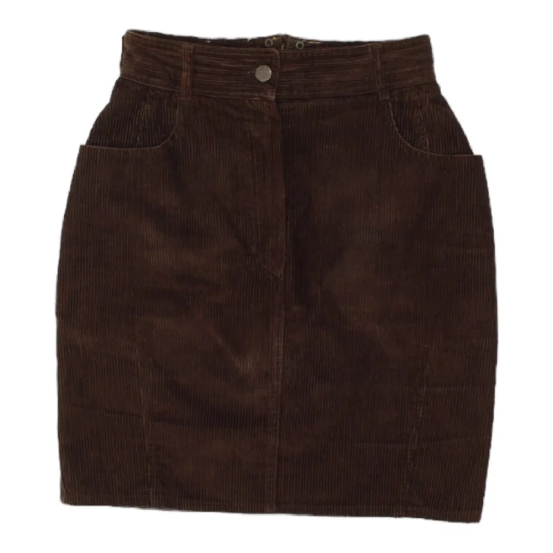 Oaks By Ferre Womens Short Brown Corduroy Skirt | Vintage High End Designer VTG slim fit skirt