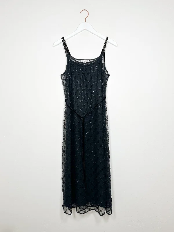 Leur Logette - Beaded Embroidery Camisole Dress - Black Tunics Winter warm