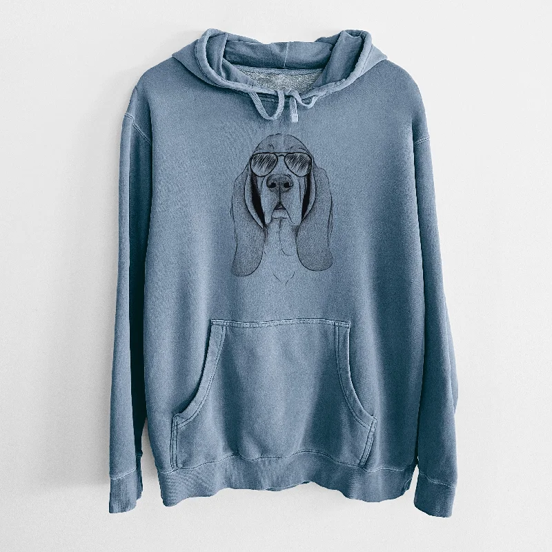 Aviator Buckley the Basset Hound - Unisex Pigment Dyed Hoodie Hoodie with Hem Elastic Stretchable Comfortable Aviator Buckley the Basset Hound - Unisex Pigment Dyed Hoodie Hoodie with Hem Elastic Stretchable Comfortable