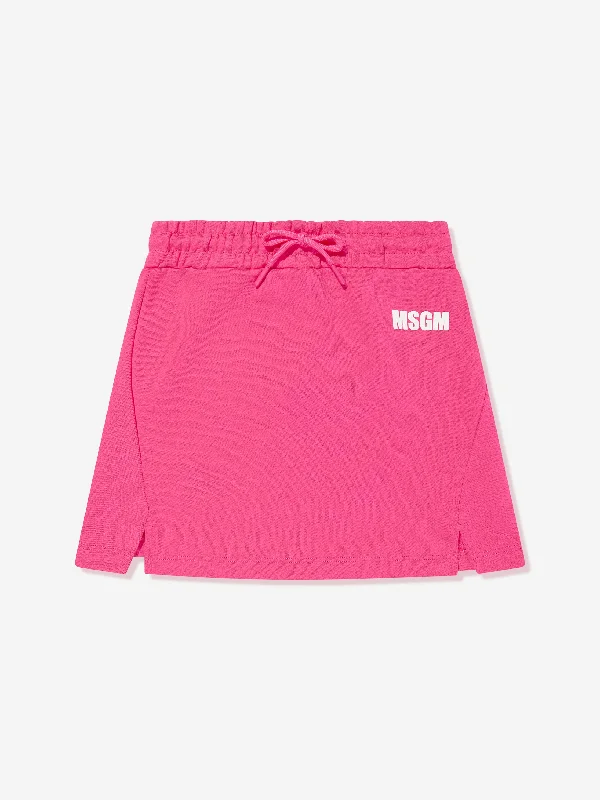 MSGM Girls Fleece Skirt in Pink elastic waist skirt