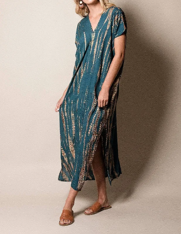 Tie-Dye Shibori Dress - Teal - As-Is-Clearance Tunics Sale discount