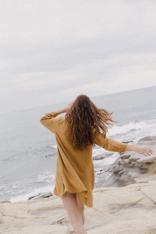Elisa dress in mustard Boatneck Modish Everyday