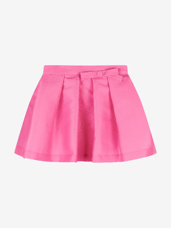 Mama Luma Girls Flared Classic Bow Skirt in Pink wool skirt sturdy