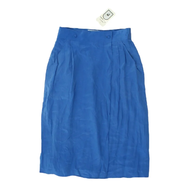 Pierre Cardin Womens Blue Midi Wrap Skirt | Vintage High End Designer VTG asymmetrical skirt cut