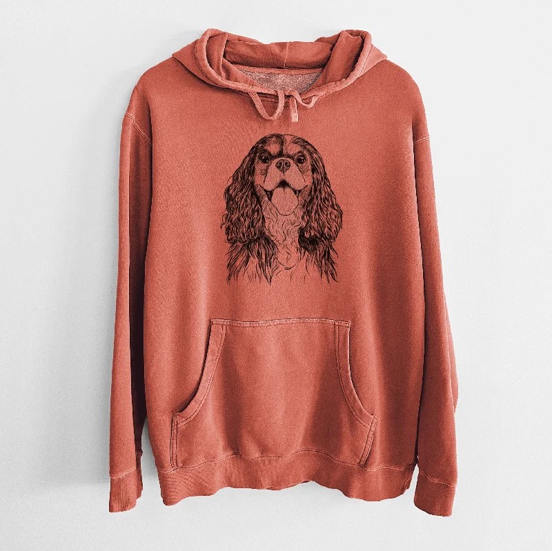 Bare Brandy the Cavalier King Charles Spaniel - Unisex Pigment Dyed Hoodie Hoodie with Hem Ribbing Snug Secure Bare Brandy the Cavalier King Charles Spaniel - Unisex Pigment Dyed Hoodie Hoodie with Hem Ribbing Snug Secure