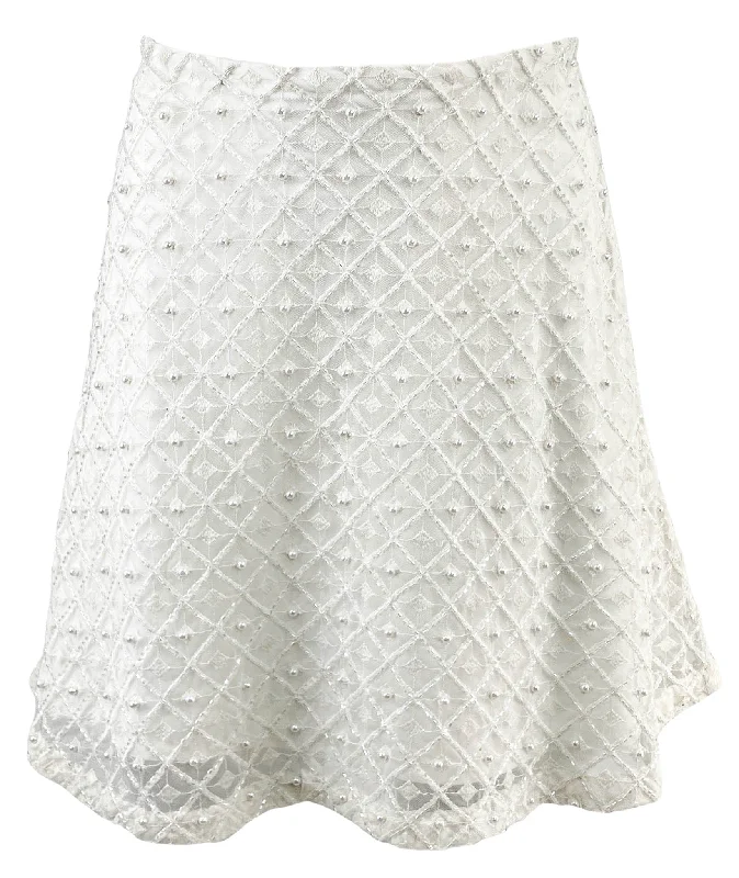 Aje. Freya Diamond Pearl Mini Skirt in Off White lightweight skirt design