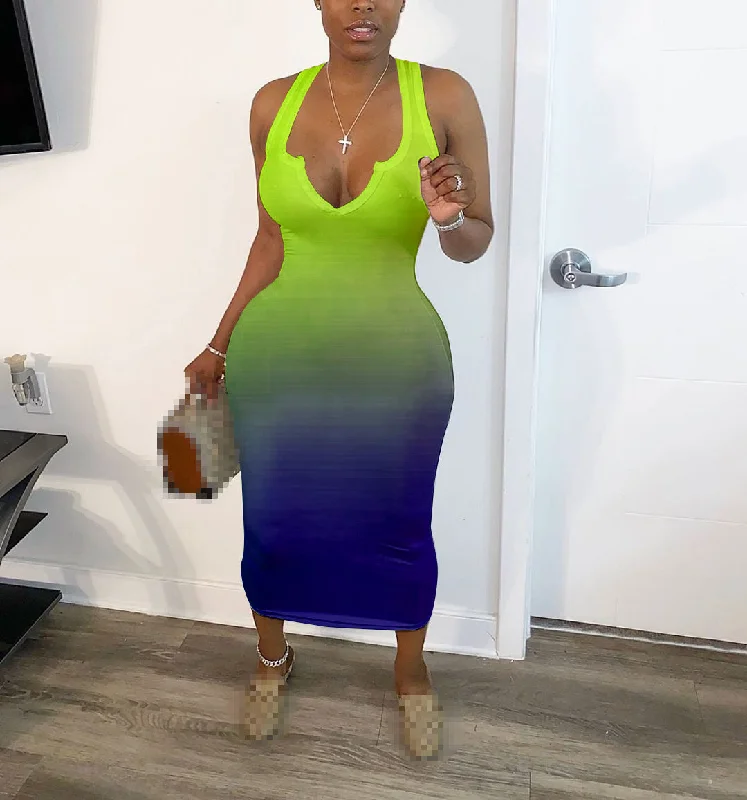 V-Neck Summer Dress Turtleneck Neckline Stylish