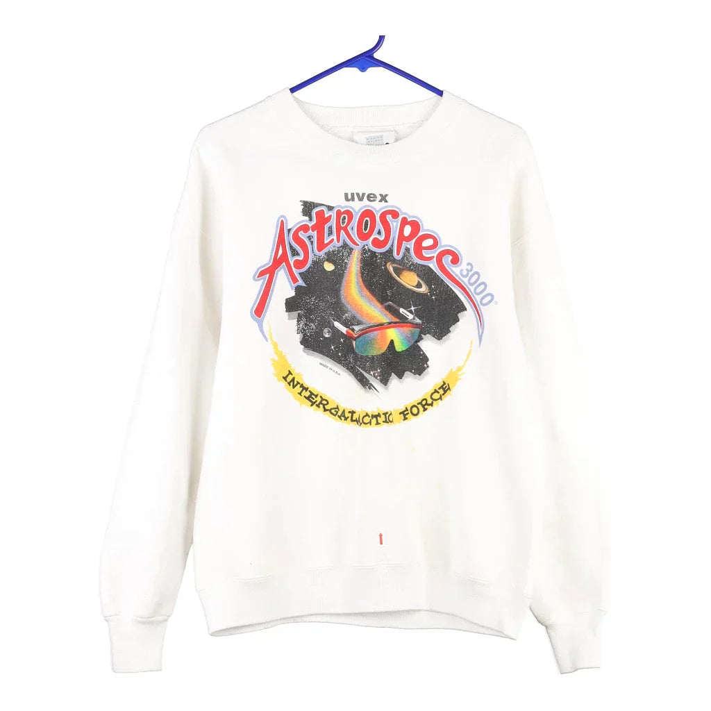 Uvex Astrospec 3000 Lee Graphic Sweatshirt - Large White Cotton Blend Hoodie with Stripes Bold Sporty Uvex Astrospec 3000 Lee Graphic Sweatshirt - Large White Cotton Blend Hoodie with Stripes Bold Sporty
