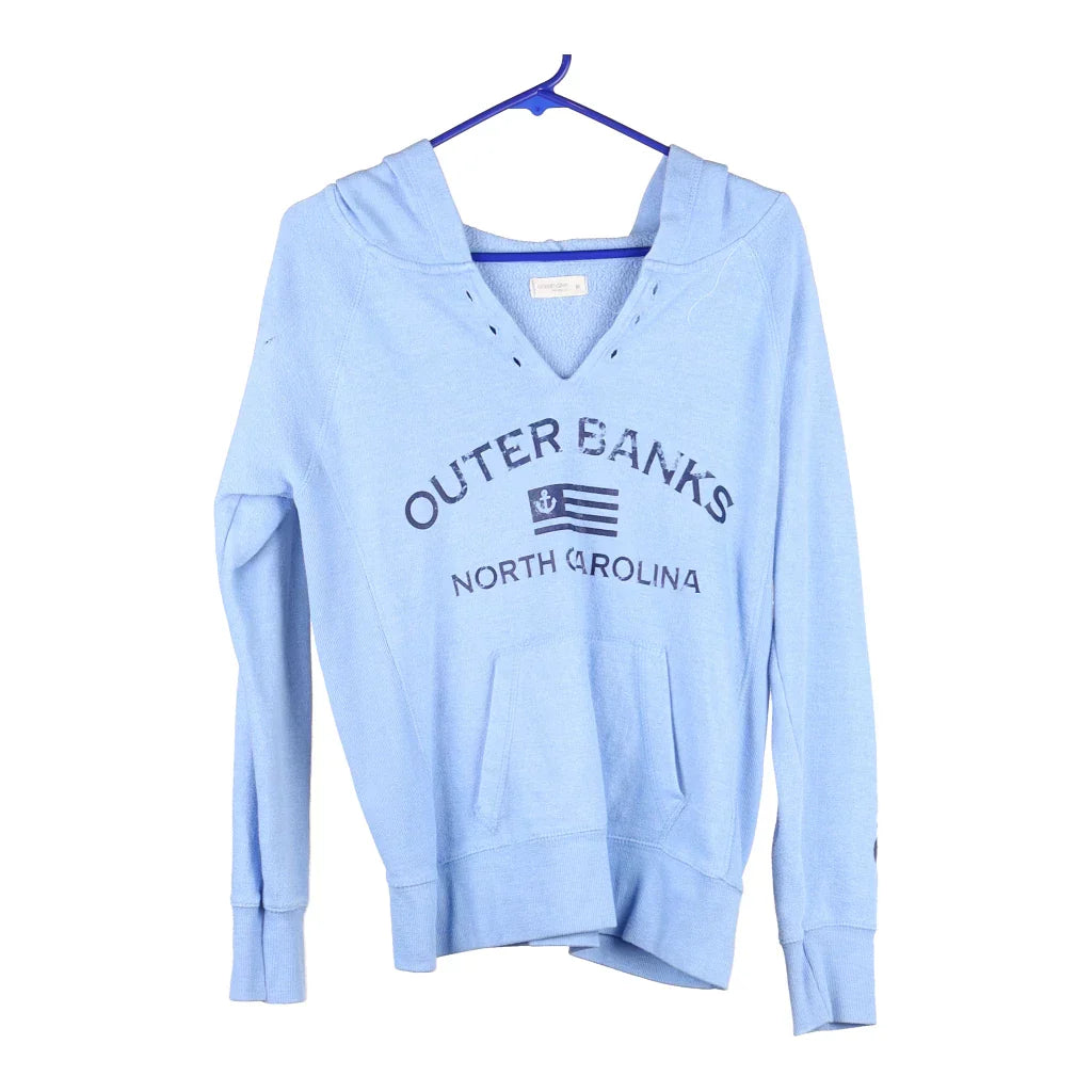 Outer Banks, North Carolina Ocean Drive Hoodie - Medium Blue Cotton Hoodie with Bell Sleeves Flared Feminine Outer Banks, North Carolina Ocean Drive Hoodie - Medium Blue Cotton Hoodie with Bell Sleeves Flared Feminine