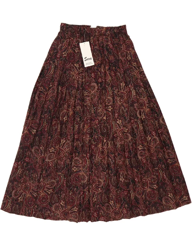 VINTAGE Womens A-Line Skirt Medium W30 Brown Paisley Viscose cashmere skirt soft