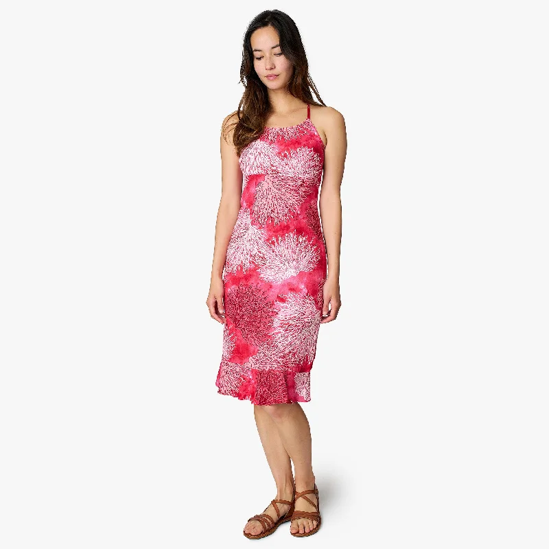 Coral Dress with Spaghetti Strap Tunics Fashionable chic