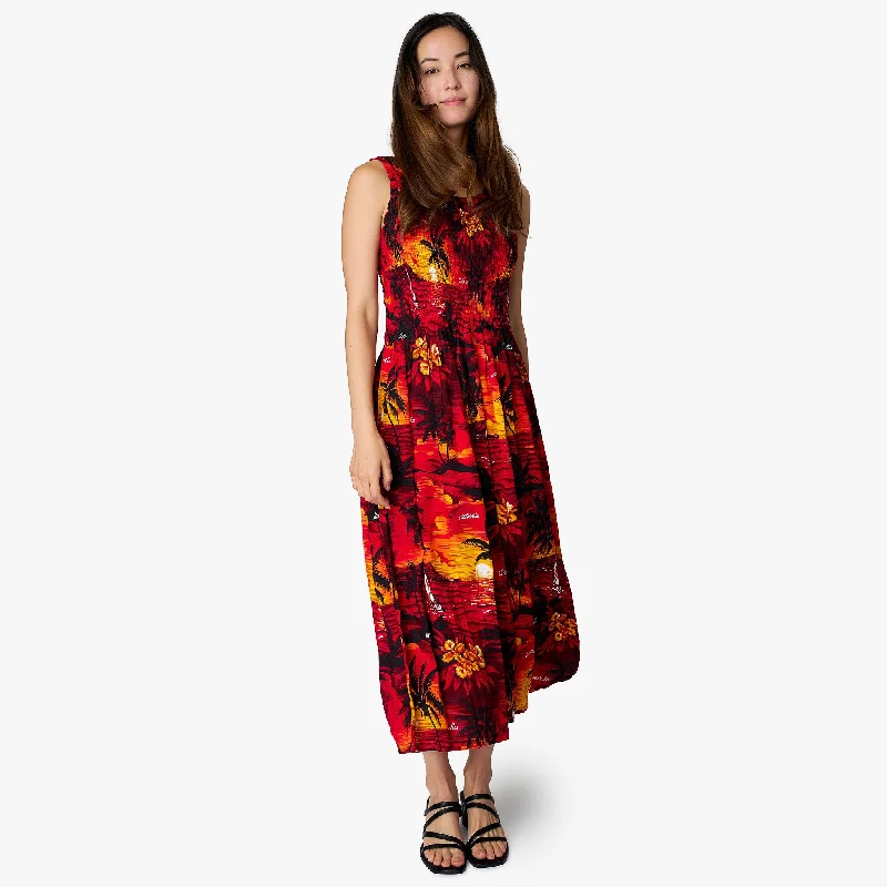 Palm Smock Long Dress Tunics Spring floral