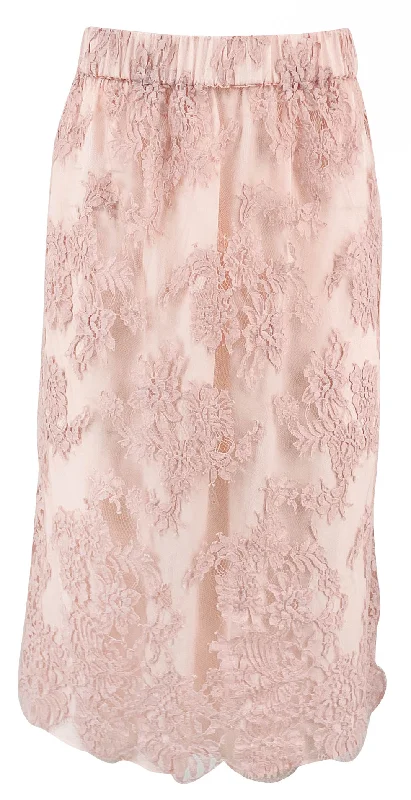 Gucci Lace Midi Skirt in Blush velvet skirt luxurious
