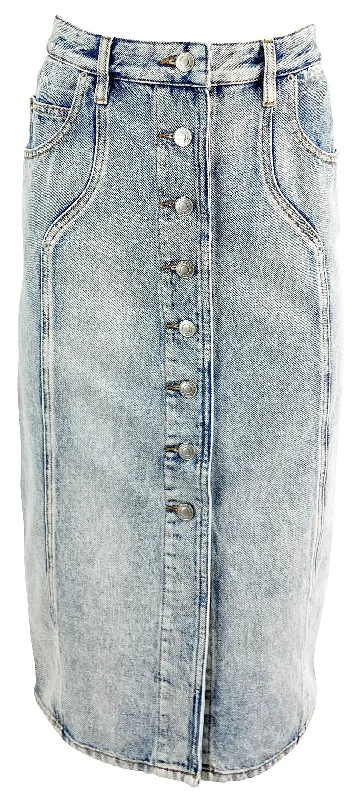 Isabel Marant Etoile Vandy Paneled Denim Midi Skirt in Light Blue chiffon skirt flowing
