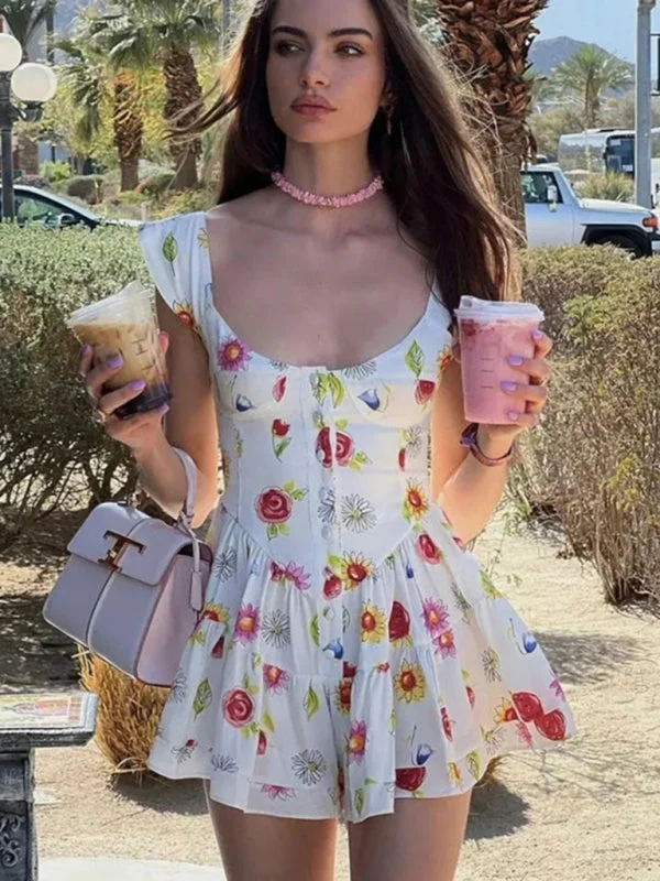 New women's waist waist holiday style printed dress beach culottes Tunics Chic elegant New women's waist waist holiday style printed dress beach culottes Tunics Chic elegant