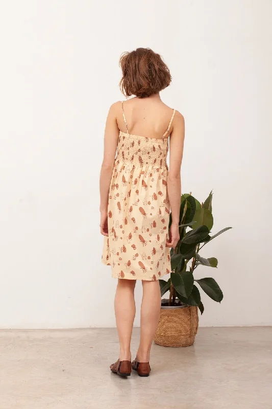 BETH's smocked dress in beige Tunics Essential wardrobe