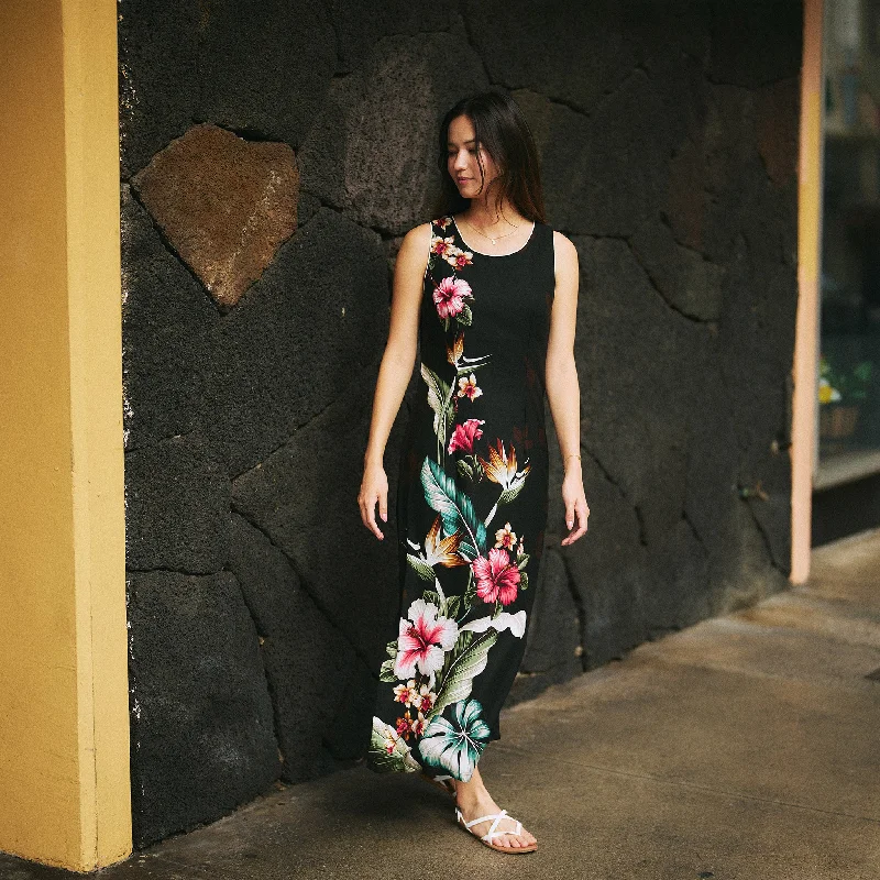 Floral Bird of Paradise Long Dress Tunics Stylish elegant