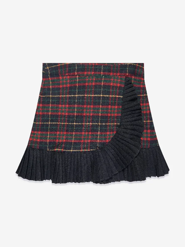Patachou Girls Tartan Skirt in Navy midi skirt versatile