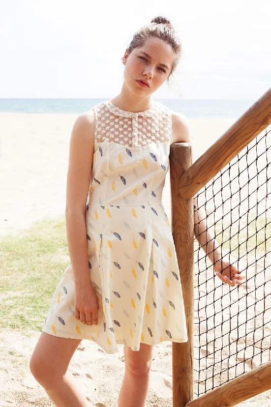 Isadora dress with feathers print Tunics Silk luxurious