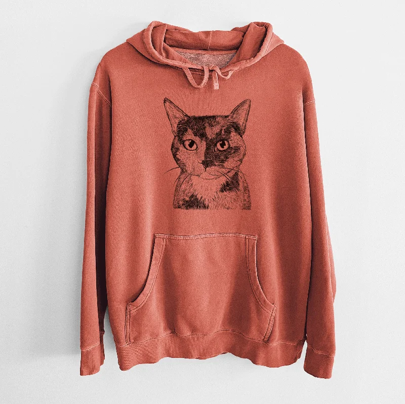 Bare Spooky Kitty the Tortoiseshell Cat - Unisex Pigment Dyed Hoodie Hoodie with Reflective Safety Nightwear Bare Spooky Kitty the Tortoiseshell Cat - Unisex Pigment Dyed Hoodie Hoodie with Reflective Safety Nightwear