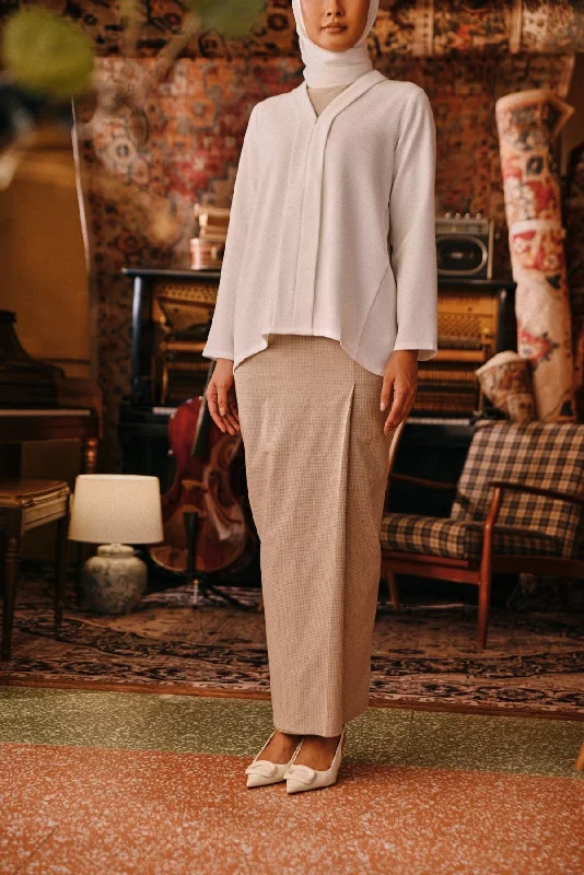 The Akar Kita Women Folded Skirt - Champagne Dash denim skirt stylish