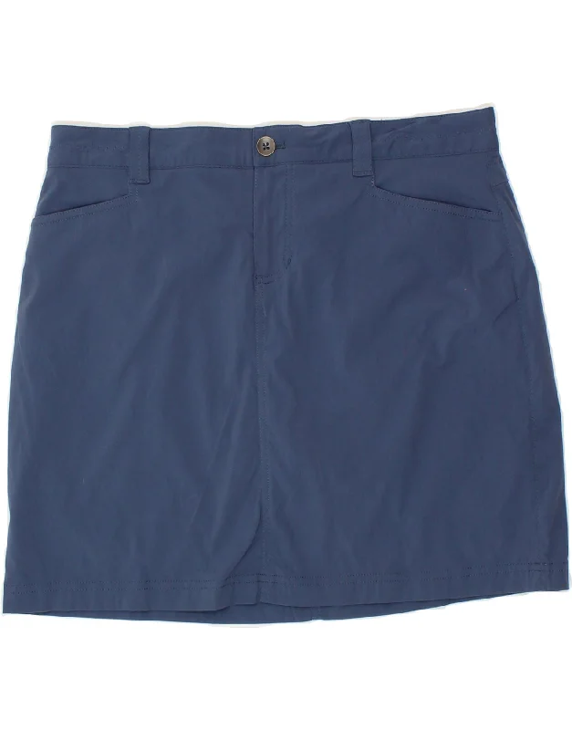 EDDIE BAUER Womens Mini Skirt US 10 Large W34 Blue Nylon elastic waist skirt