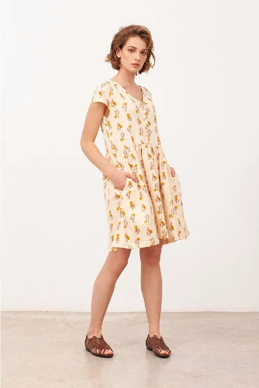 BELINDA's bow neckline dress in beige Tunics Review highly