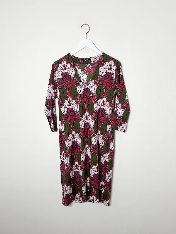 Laura Urbinati - V Neck Shift Dress - Powder/ Army/ Black Tunics Trendy modern
