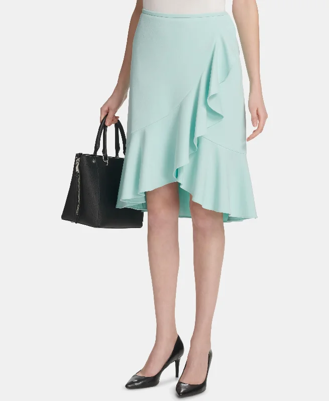 Calvin Klein Petite Ruffled Tulip Hem Skirt spandex blend skirt