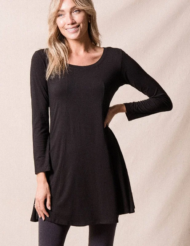 Bamboo/Organic Cotton Tunic Dress - Black Tunics Denim casual
