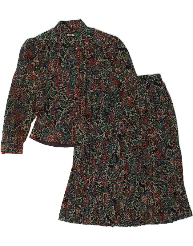VINTAGE Womens 2 Piece Skirt Set UK 10 Small W28 Multicoloured Floral linen skirt airy