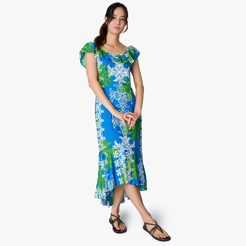 Quilt Panel Ruffle Neck Dress Tunics Lace romantic