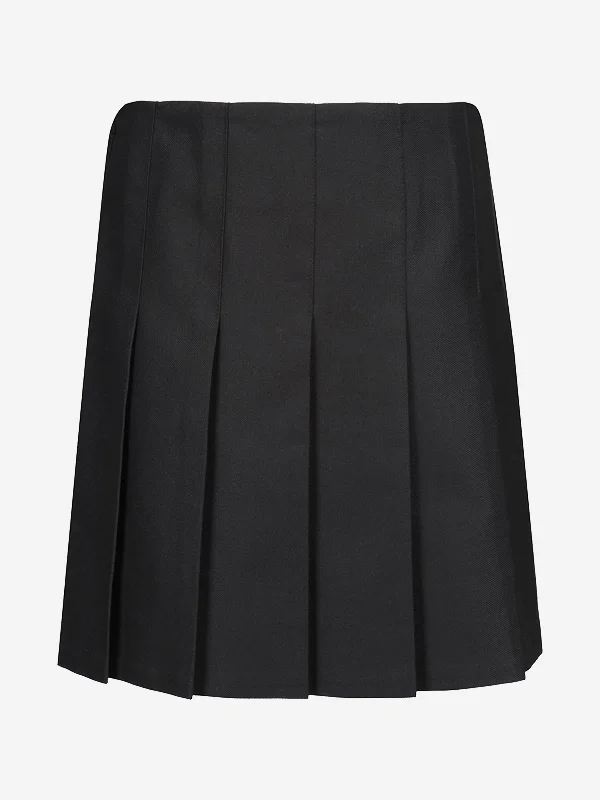 Zeco Girls School Junior Stitch Down Pleat Skirt in Black wool skirt sturdy