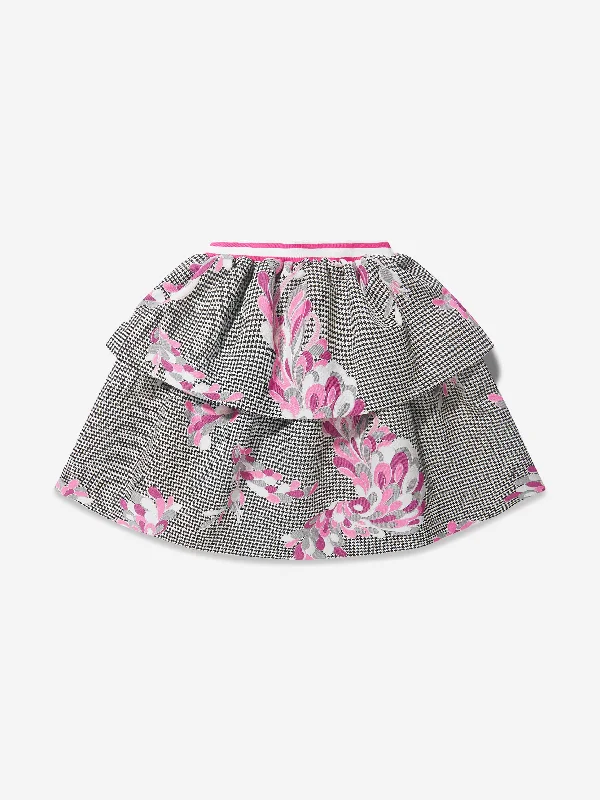 Pucci Girls Patterned Tiered Skirt lace skirt feminine