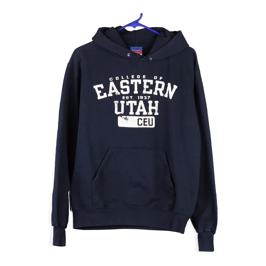 Eastern Utah Univeristy Champion College Hoodie - Medium Navy Cotton Blend Hoodie with Magnetic Closure Innovative Modern Eastern Utah Univeristy Champion College Hoodie - Medium Navy Cotton Blend Hoodie with Magnetic Closure Innovative Modern