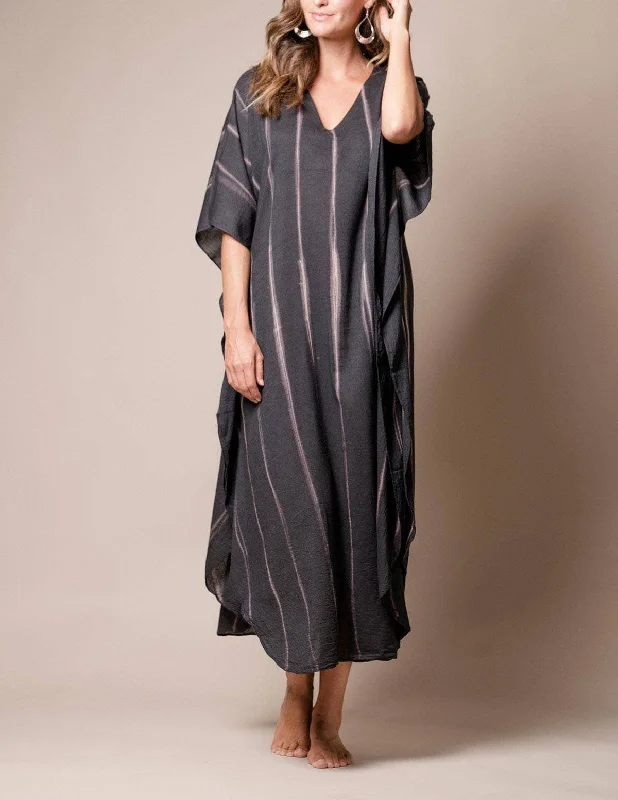 Serenity Cotton Caftan Dress - Black Tunics Chic elegant