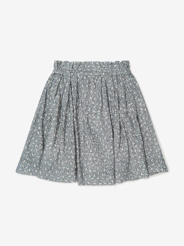 Bonpoint Girls Amicie Skirt in Blue velvet skirt glossy