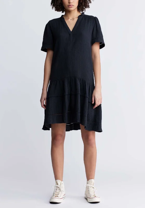 Zinnia Women's Ruffled Dress in Black - WD0033P Halter Neckline Beach